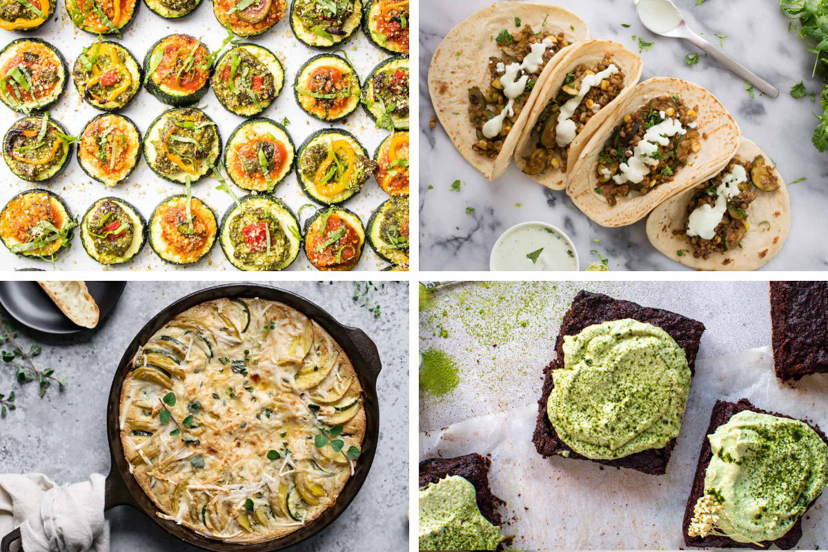 4 Vegan Zucchini Recipes from appetizers to gratin, tacos and brownies
