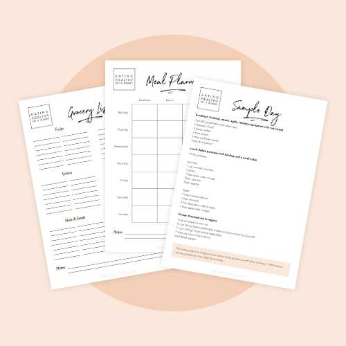 Mockup of three sheets of the vegan on a budget printables
