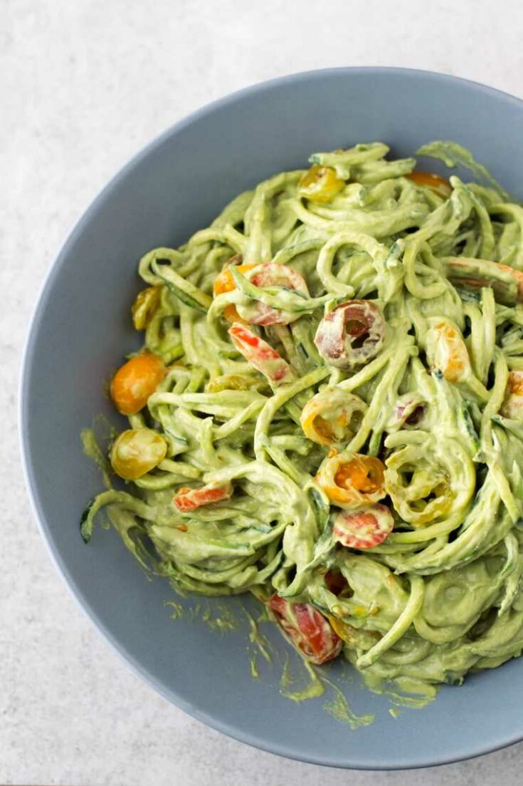 Zucchini noodles with avocado sauce