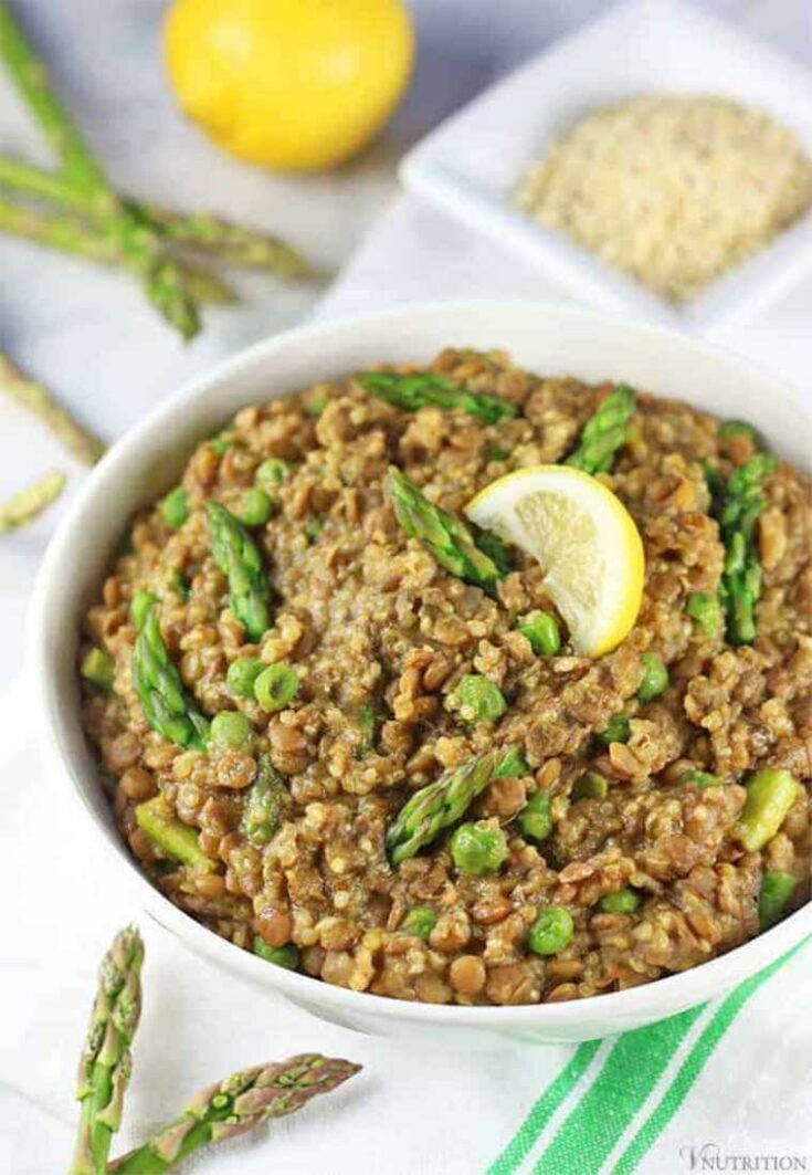 lentil quinoa with asaparagus