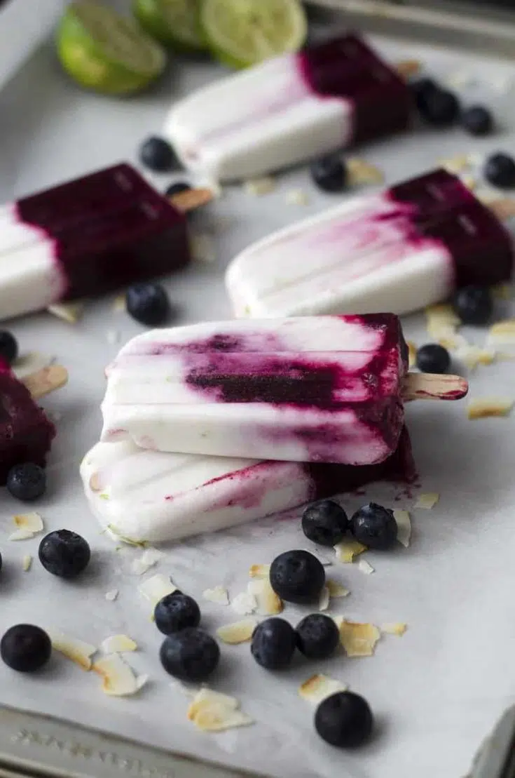 roasted blueberry coconut popsicles