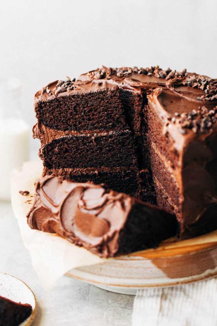 sliced chocolate cake