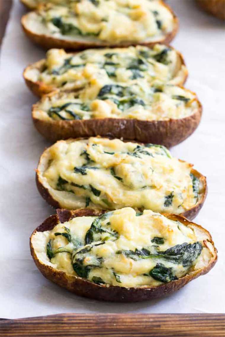 spinach artichoke twice baked potatoes