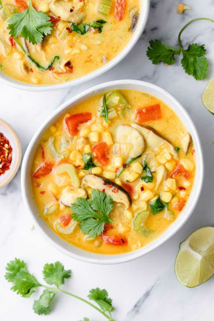 thai curry corn soup with coconut