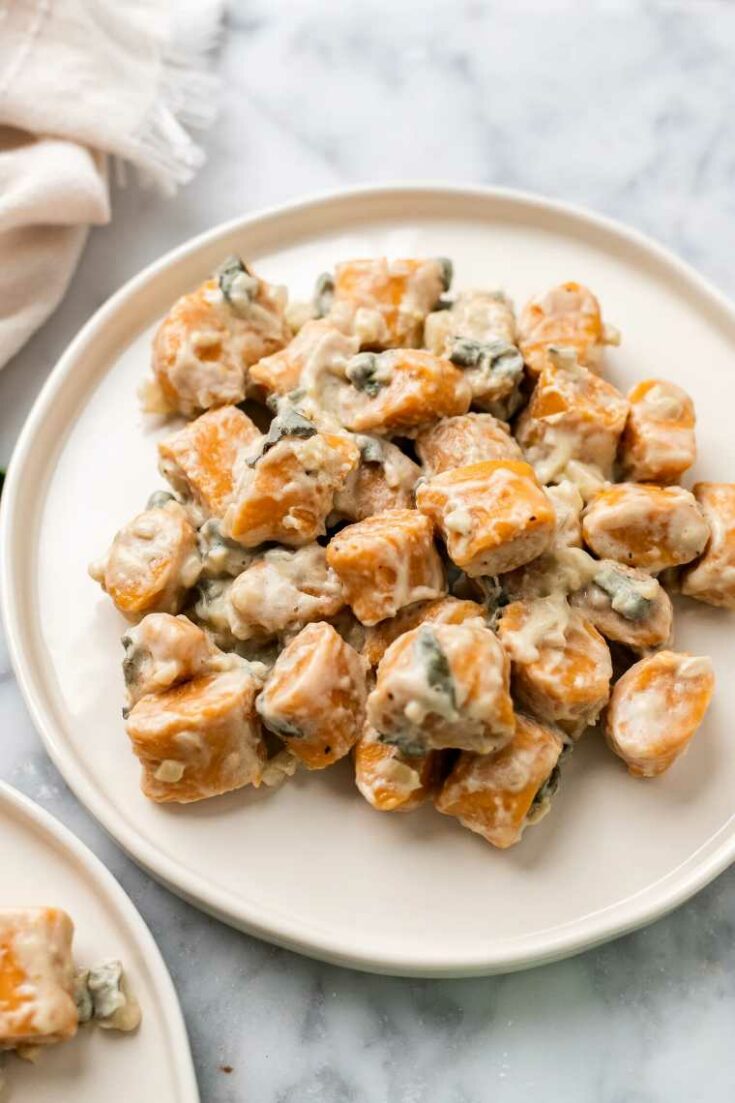 vegan garlic sage sweet potato gnocchi
