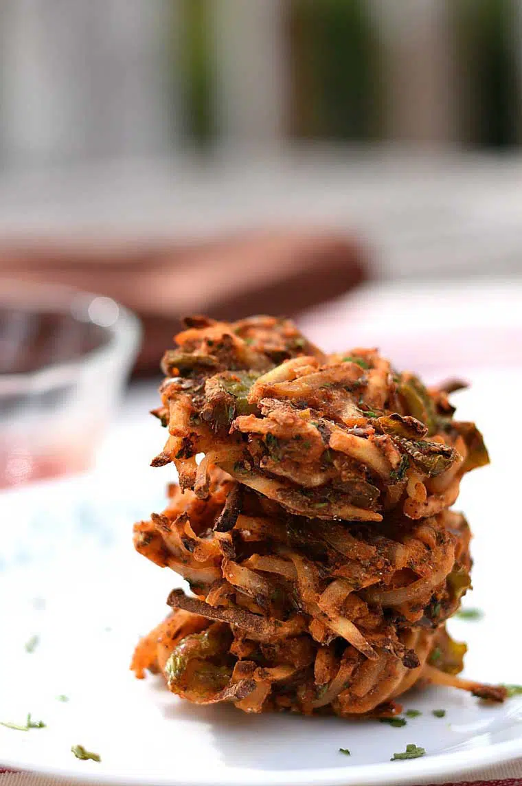 shredded hash brown patties stacked on top of each other
