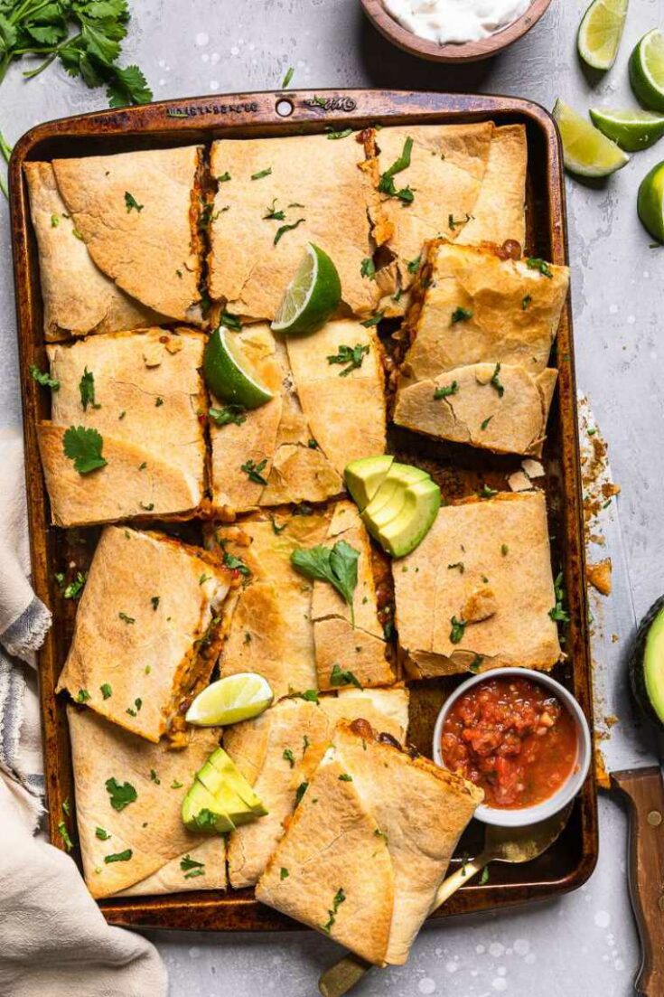 vegan sheet pan quesadilla