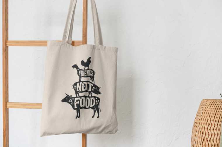 vegan tote bag with four animals
