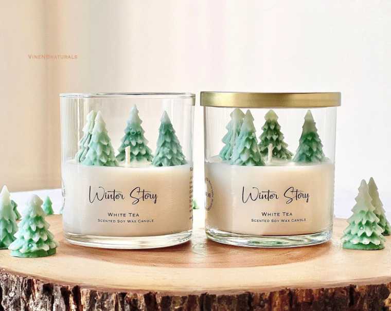 2 vegan tree candles as gift ideas