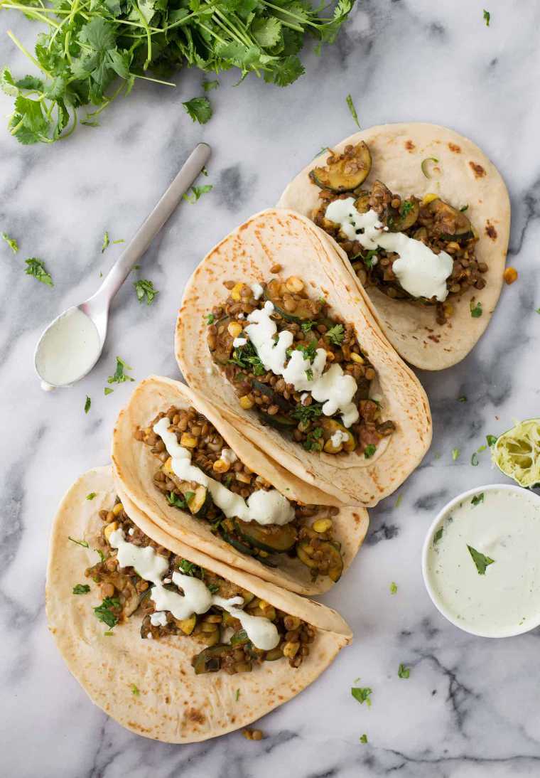 zucchini and lentil tacos
